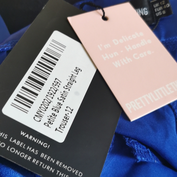 NWT PRETTYLITTLETHING blue satin trousers - Picture 5 of 5